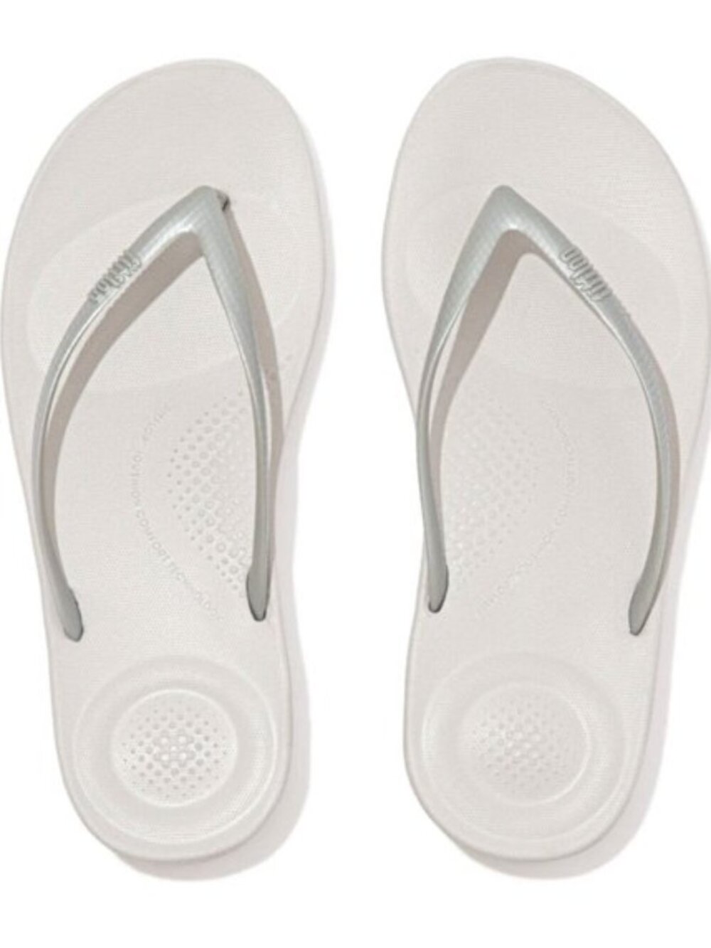 FitFlop iQushion Ergonomic Flip Flops Silver Women’s 7 NIB Comfort Sandals